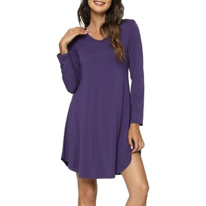 GYS Bamboo Viscose Long Sleeve Nightgowns for Women(B- Purple)