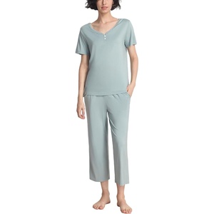 GYS Bamboo Viscose Pajama Set for Women, Cooling Moisture-Wicking Sleepwear(Light Greyish Green)