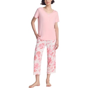GYS Bamboo Viscose Pajama Set for Women, Cooling Moisture-Wicking Sleepwear(Peony)