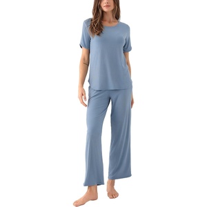GYS Bamboo Viscose Women’s Pajama Sets, Ultra-Soft Short Sleeve Sleepwear(Grayish Blue)