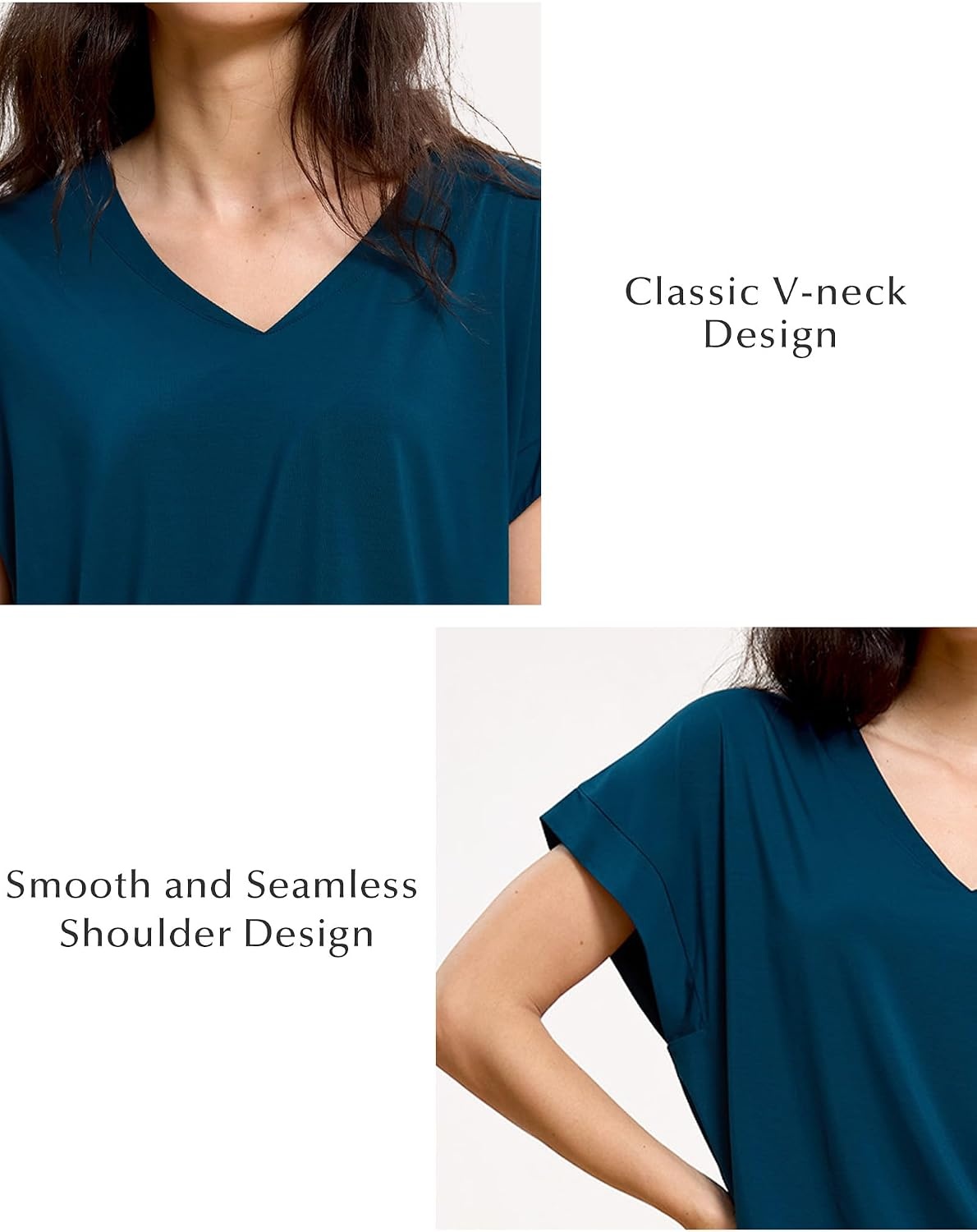 image:imageGYS Bamboo Viscose T Shirt for Women Soft Short Sleeve V Neck Pajama TopsInk Blue