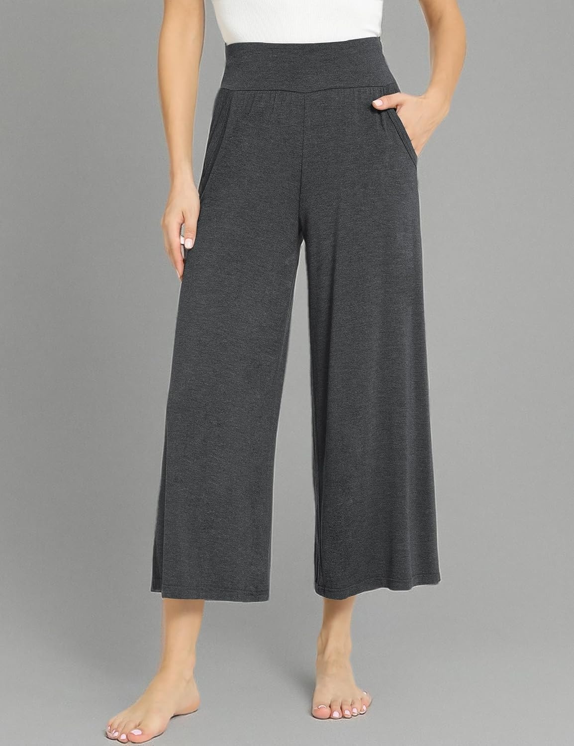 image:imageGYS Bamboo Viscose Womens Capri Pajama Pants Dark Grey XXLarge Plus