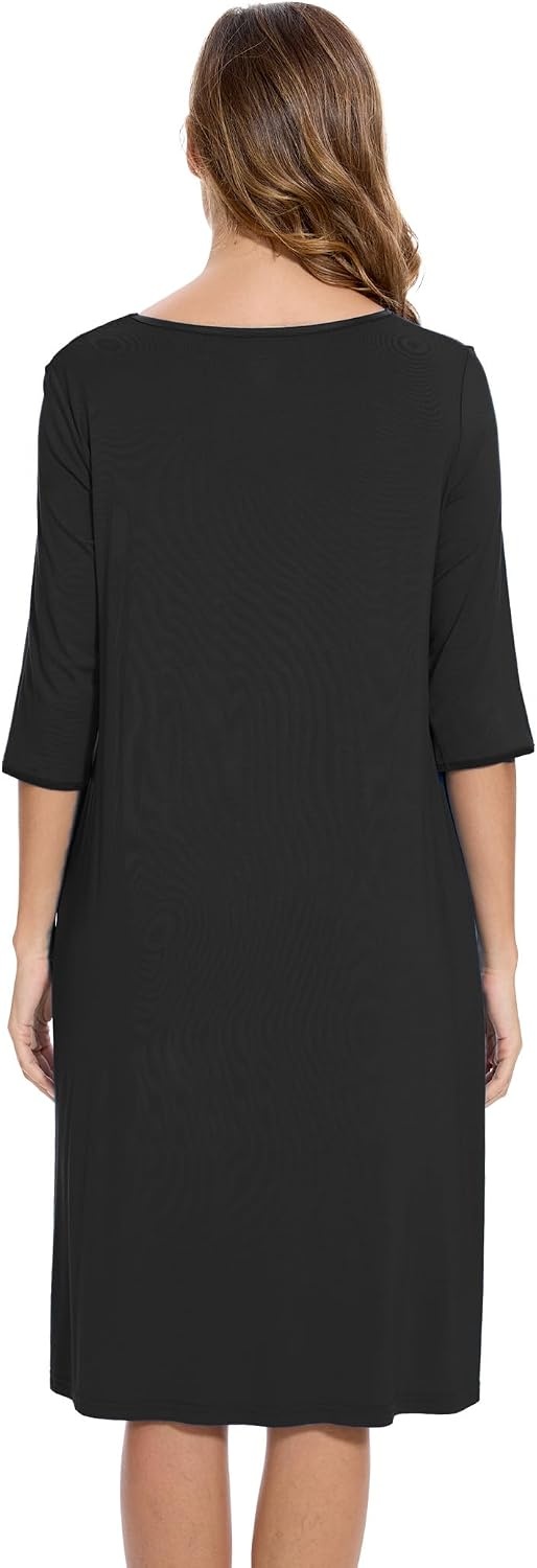 image:imageGYS Bamboo Viscose Womens Nightgowns Lightweight UltraSoft Sleep DressBlack