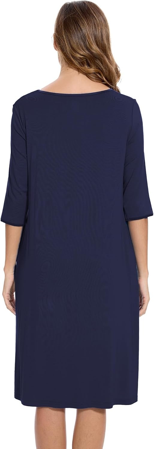 image:imageGYS Bamboo Viscose Womens Nightgowns Lightweight UltraSoft Sleep DressNavy