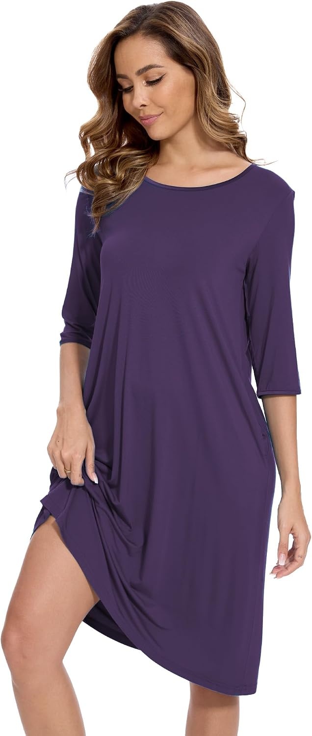 image:imageGYS Bamboo Viscose Womens Nightgowns Lightweight UltraSoft Sleep DressPurple