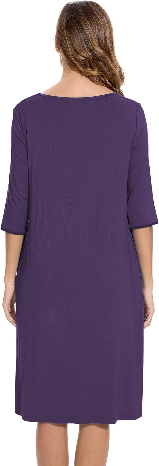 image:imageGYS Bamboo Viscose Womens Nightgowns Lightweight UltraSoft Sleep DressPurple