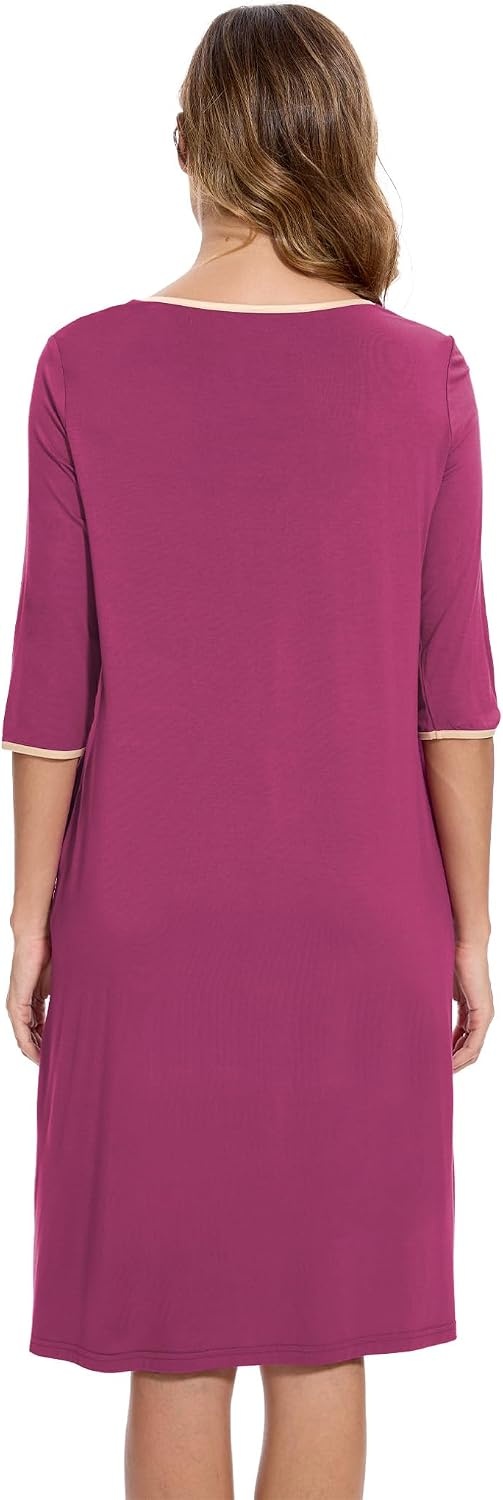 image:imageGYS Bamboo Viscose Womens Nightgowns Lightweight UltraSoft Sleep DressPurplish Red