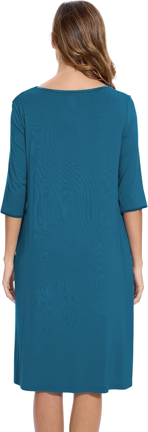 image:imageGYS Bamboo Viscose Womens Nightgowns Lightweight UltraSoft Sleep DressTeal Blue