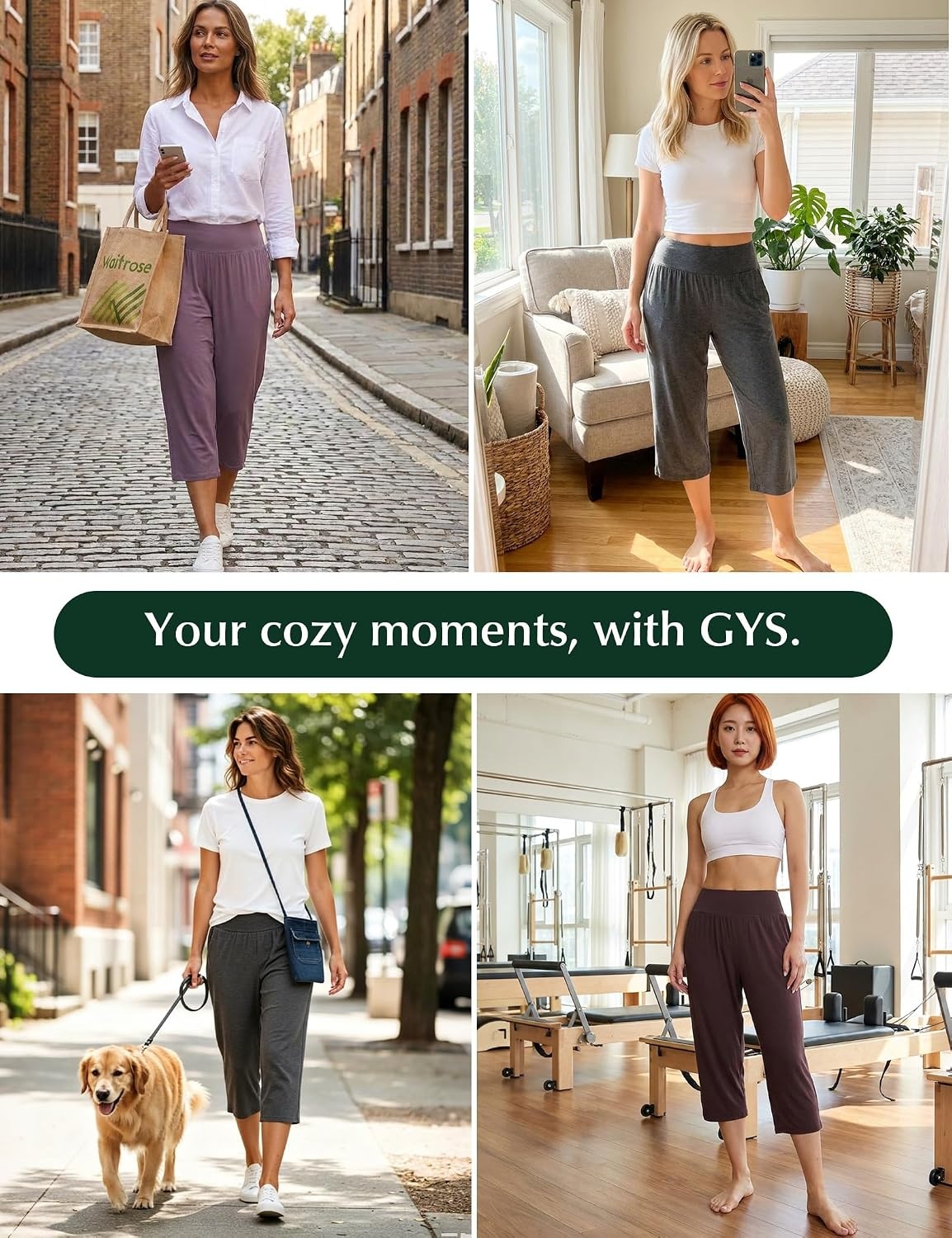 image:imageGYS Bamboo Viscose Womens Pajama Pants UltraSoft Capris with PocketsCamel