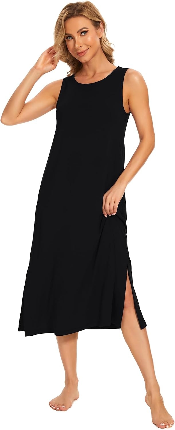 image:imageGYS Cooling Bamboo Viscose Long Nightgowns for WomenBlack