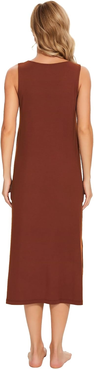 image:imageGYS Cooling Bamboo Viscose Long Nightgowns for WomenBrick Red