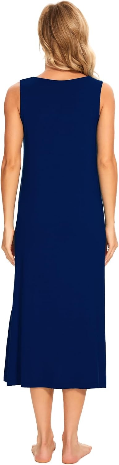 image:imageGYS Cooling Bamboo Viscose Long Nightgowns for WomenNavy