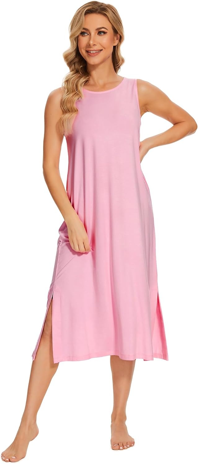 image:imageGYS Cooling Bamboo Viscose Long Nightgowns for WomenPink