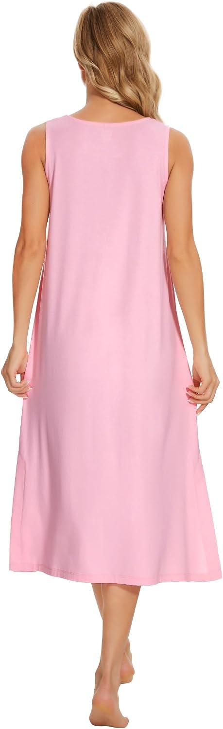 image:imageGYS Cooling Bamboo Viscose Long Nightgowns for WomenPink