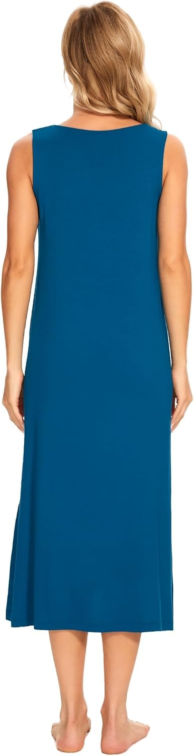 image:imageGYS Cooling Bamboo Viscose Long Nightgowns for WomenTeal Blue