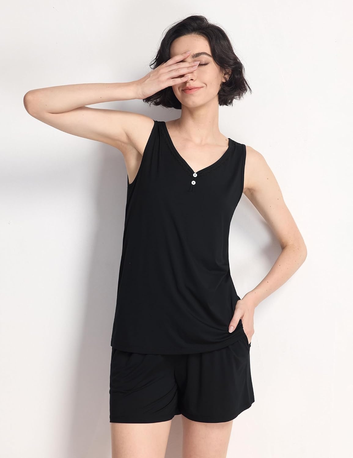 image:imageGYS Cooling Bamboo Viscose Pajamas for WomenBlack