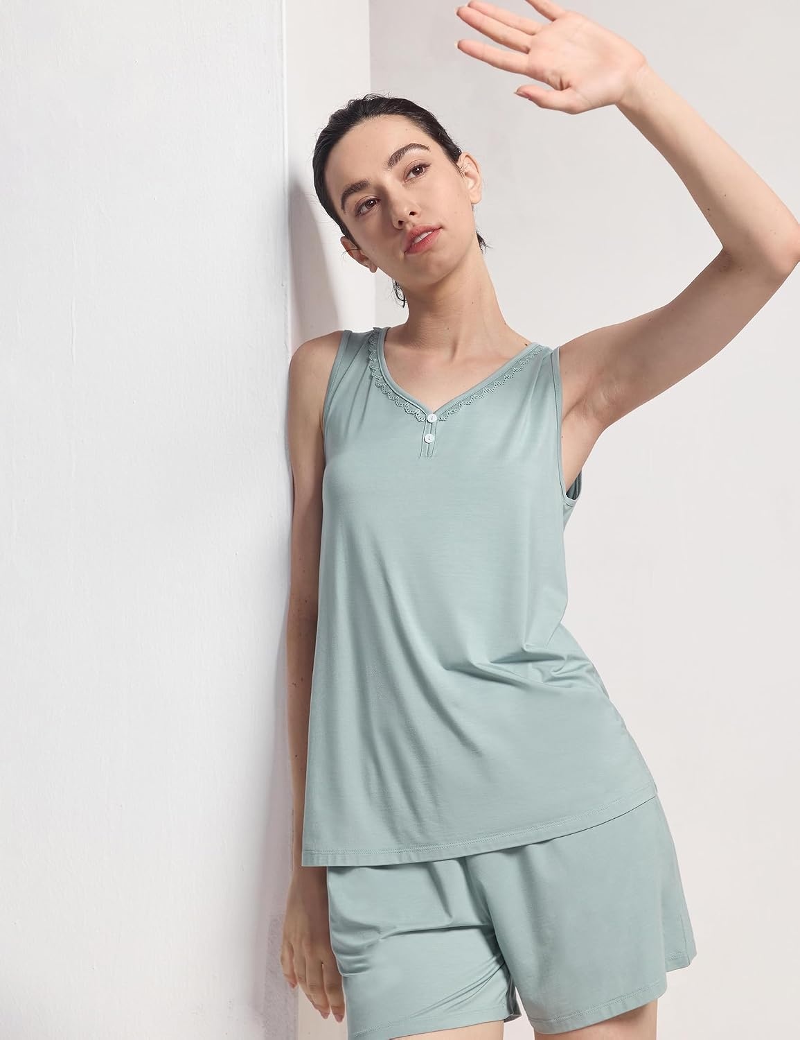 image:imageGYS Cooling Bamboo Viscose Pajamas for WomenLight Greyish Green