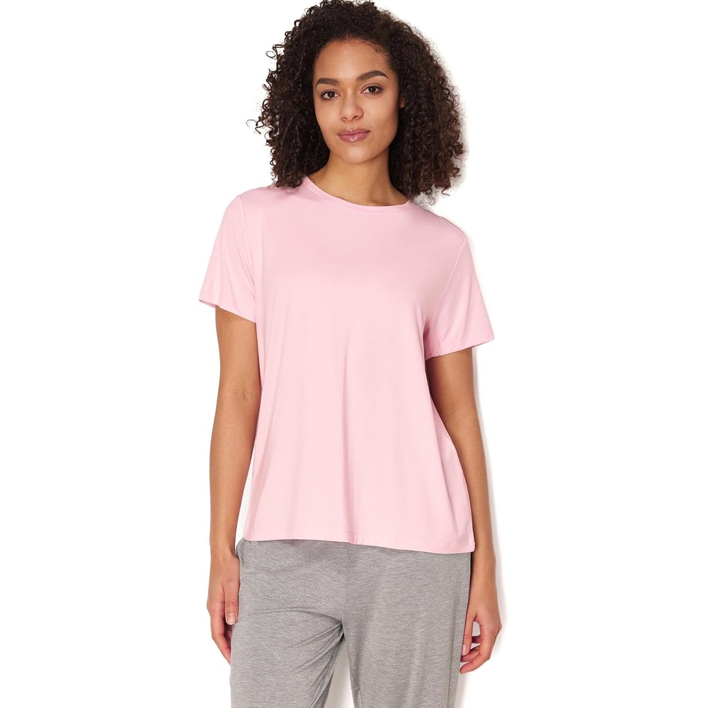 image:imageGYS Bamboo Viscose Cooling Pajama Tops for Women Short Sleeve Sleep TShirtPink