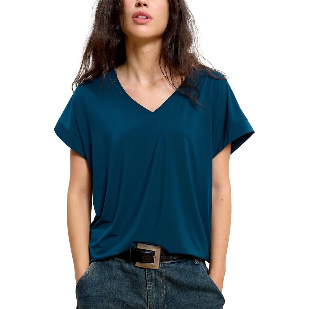 image:imageGYS Bamboo Viscose T Shirt for Women Soft Short Sleeve V Neck Pajama TopsInk Blue