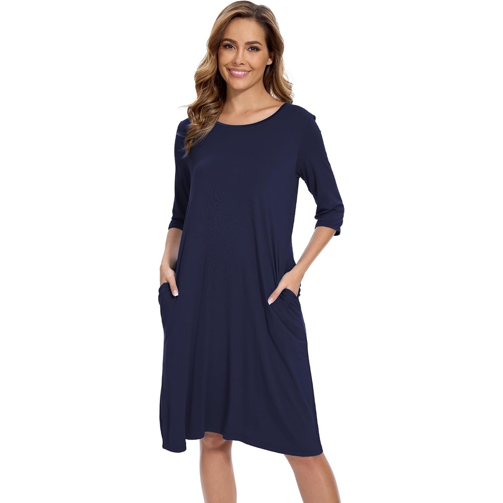 image:imageGYS Bamboo Viscose Womens Nightgowns Lightweight UltraSoft Sleep DressNavy