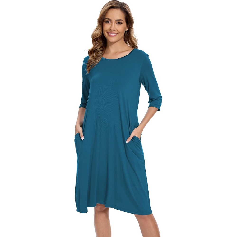 image:imageGYS Bamboo Viscose Womens Nightgowns Lightweight UltraSoft Sleep DressTeal Blue
