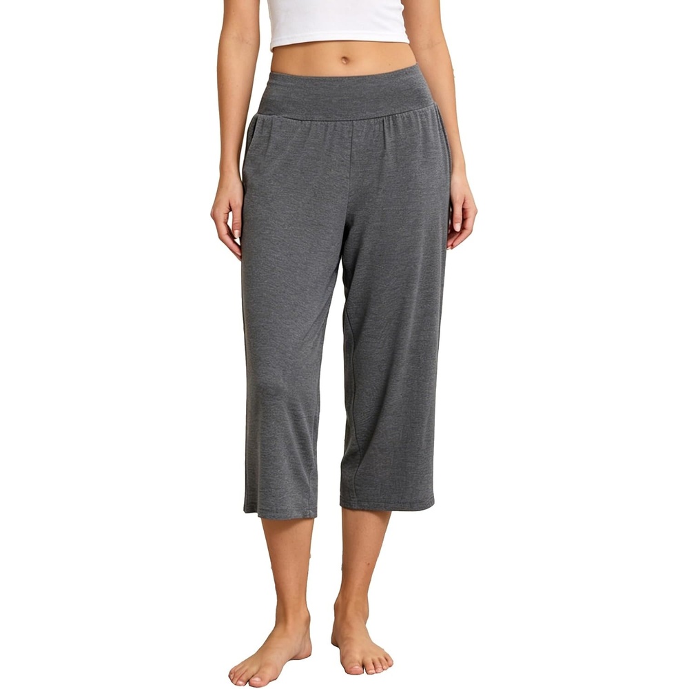 image:imageGYS Bamboo Viscose Womens Pajama Pants UltraSoft Capris with PocketsDark Grey