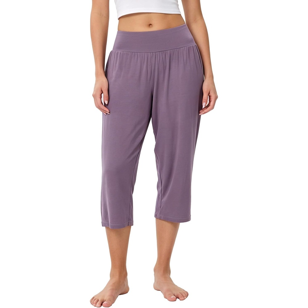 image:imageGYS Bamboo Viscose Womens Pajama Pants UltraSoft Capris with PocketsLilac Gray 5