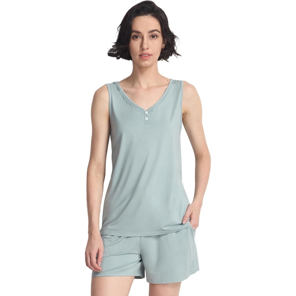 image:imageGYS Cooling Bamboo Viscose Pajamas for WomenLight Greyish Green