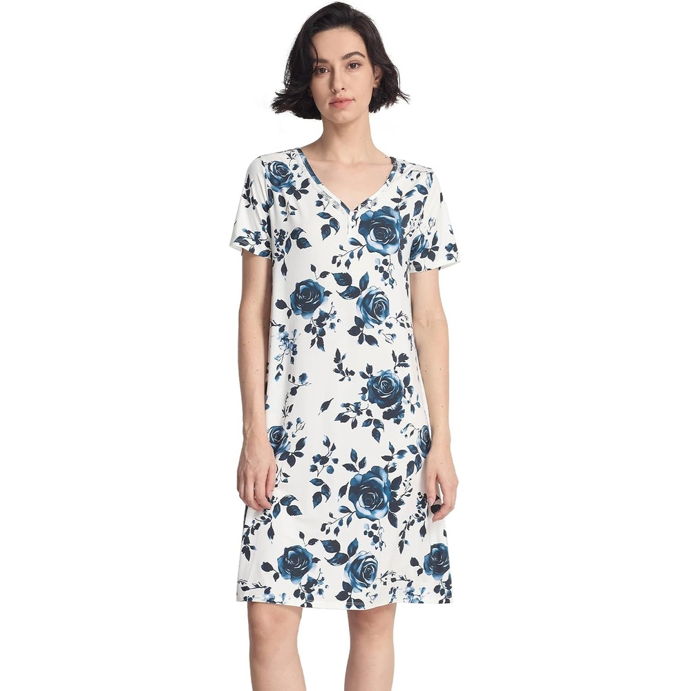 image:imageGYS Womens Cooling Bamboo Viscose NightgownsBlue Rose