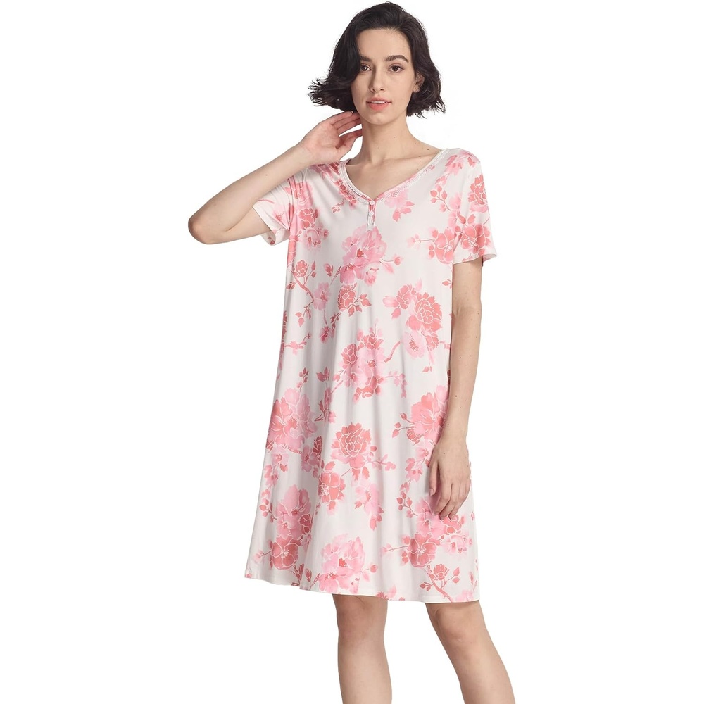 image:imageGYS Womens Cooling Bamboo Viscose NightgownsPeony