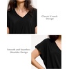 GYS Bamboo Viscose T Shirt for Women, Soft Short Sleeve V Neck Pajama Tops(Black)