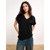 GYS Bamboo Viscose T Shirt for Women, Soft Short Sleeve V Neck Pajama Tops(Black)