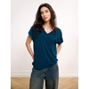 GYS Bamboo Viscose T Shirt for Women, Soft Short Sleeve V Neck Pajama Tops(Ink Blue)