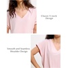 GYS Bamboo Viscose T Shirt for Women, Soft Short Sleeve V Neck Pajama Tops(Pink)