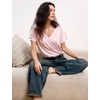 GYS Bamboo Viscose T Shirt for Women, Soft Short Sleeve V Neck Pajama Tops(Pink)