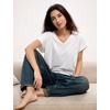 GYS Bamboo Viscose T Shirt for Women, Soft Short Sleeve V Neck Pajama Tops(White)