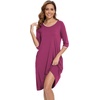 GYS Bamboo Viscose Women’s Nightgowns, Lightweight Ultra-Soft Sleep Dress(Purplish Red)