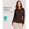 GYS Bamboo Viscose Women’s Pajama Tops, Long Sleeve Comfy Base Layer Tees(Dark Brown)