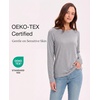 GYS Bamboo Viscose Women’s Pajama Tops, Long Sleeve Comfy Base Layer Tees(Heather Grey)