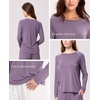 GYS Bamboo Viscose Women’s Pajama Tops, Long Sleeve Comfy Base Layer Tees(Lilac Gray 5)