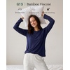 GYS Bamboo Viscose Women’s Pajama Tops, Long Sleeve Comfy Base Layer Tees(Navy)