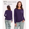 GYS Bamboo Viscose Women’s Pajama Tops, Long Sleeve Comfy Base Layer Tees(Purple)