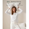 GYS Bamboo Viscose Women’s Pajama Tops, Long Sleeve Comfy Base Layer Tees(White)