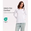 GYS Bamboo Viscose Women’s Pajama Tops, Long Sleeve Comfy Base Layer Tees(White)