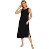 GYS Cooling Bamboo Viscose Long Nightgowns for Women(Black)