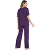 GYS Womens Bamboo Viscose Short Sleeve V-Neck Pajamas Set(Purple)