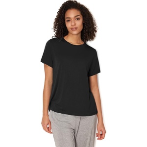 GYS Bamboo Viscose Cooling Pajama Tops for Women Short Sleeve Sleep T-Shirt(Black)