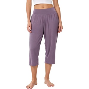 GYS Bamboo Viscose Women’s Pajama Pants, Ultra-Soft Capris with Pockets(Lilac Gray 5)