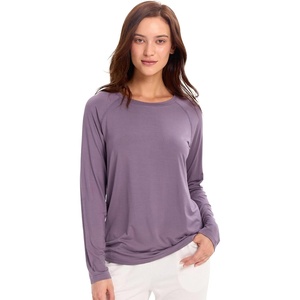 GYS Bamboo Viscose Women’s Pajama Tops, Long Sleeve Comfy Base Layer Tees(Lilac Gray 5)