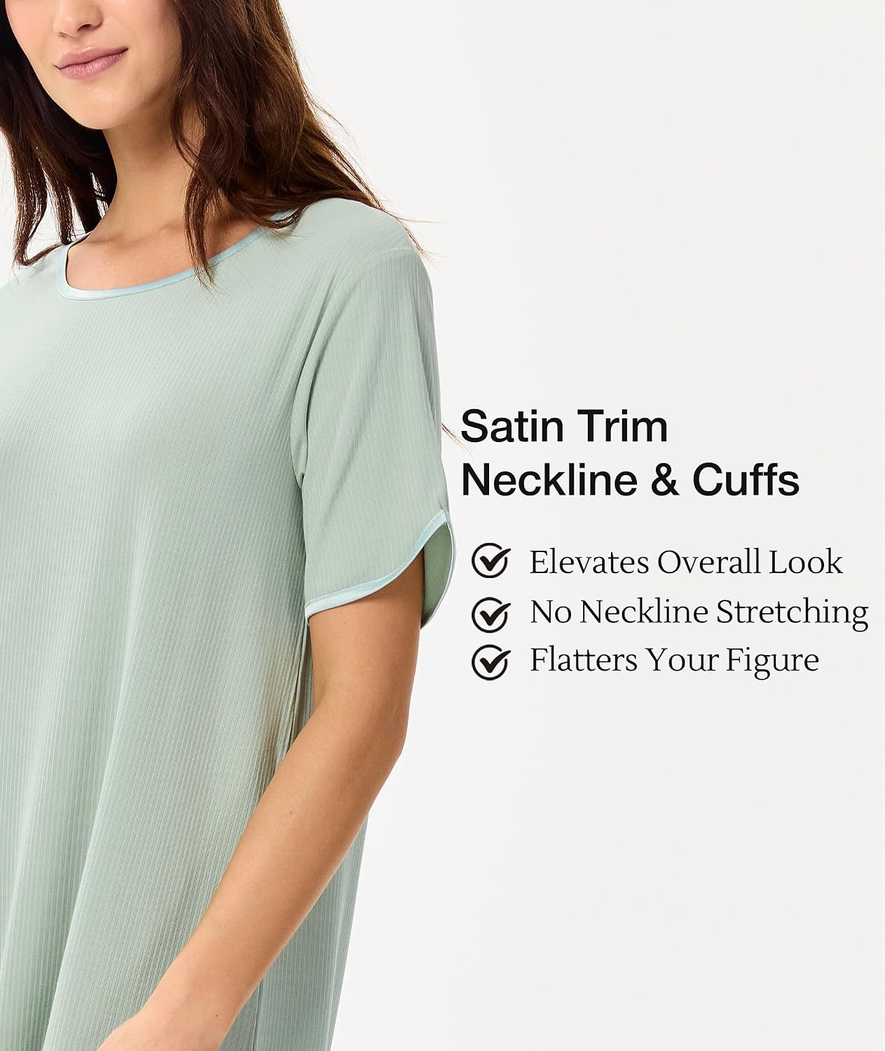 image:imageGYS Bamboo Viscose Nightgowns for Women Cooling Short Sleeve Night ShirtsMint Green
